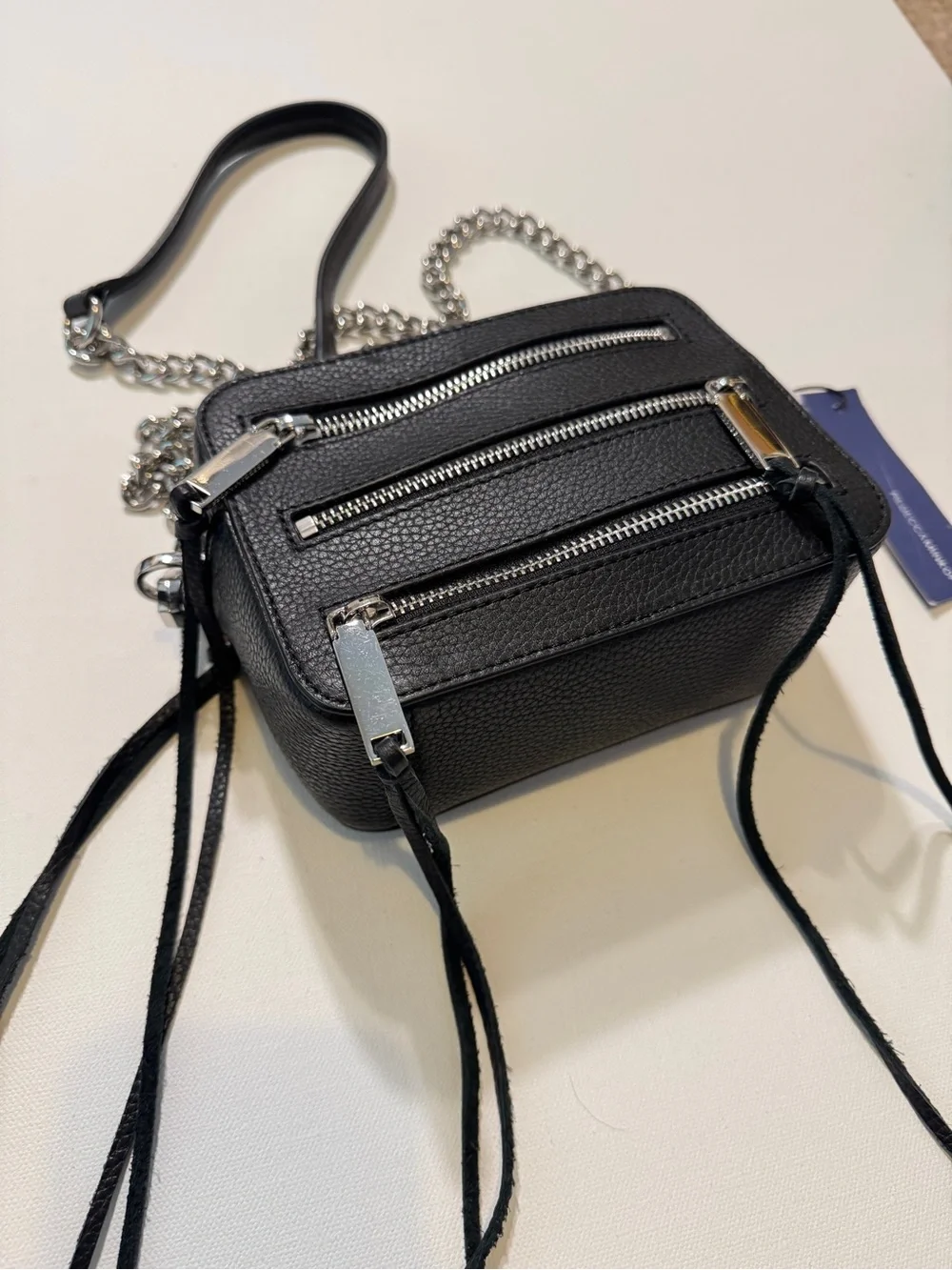 NWT Rebecca Minkoff 4 Zip Moto Camera Black Leather Crossbody Handbag